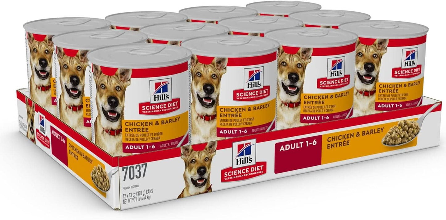 Hill's Science Diet Adult Wet Dog Food, Chicken and Barley Entrée, 370G, 12 Pack, Canned Dog Food