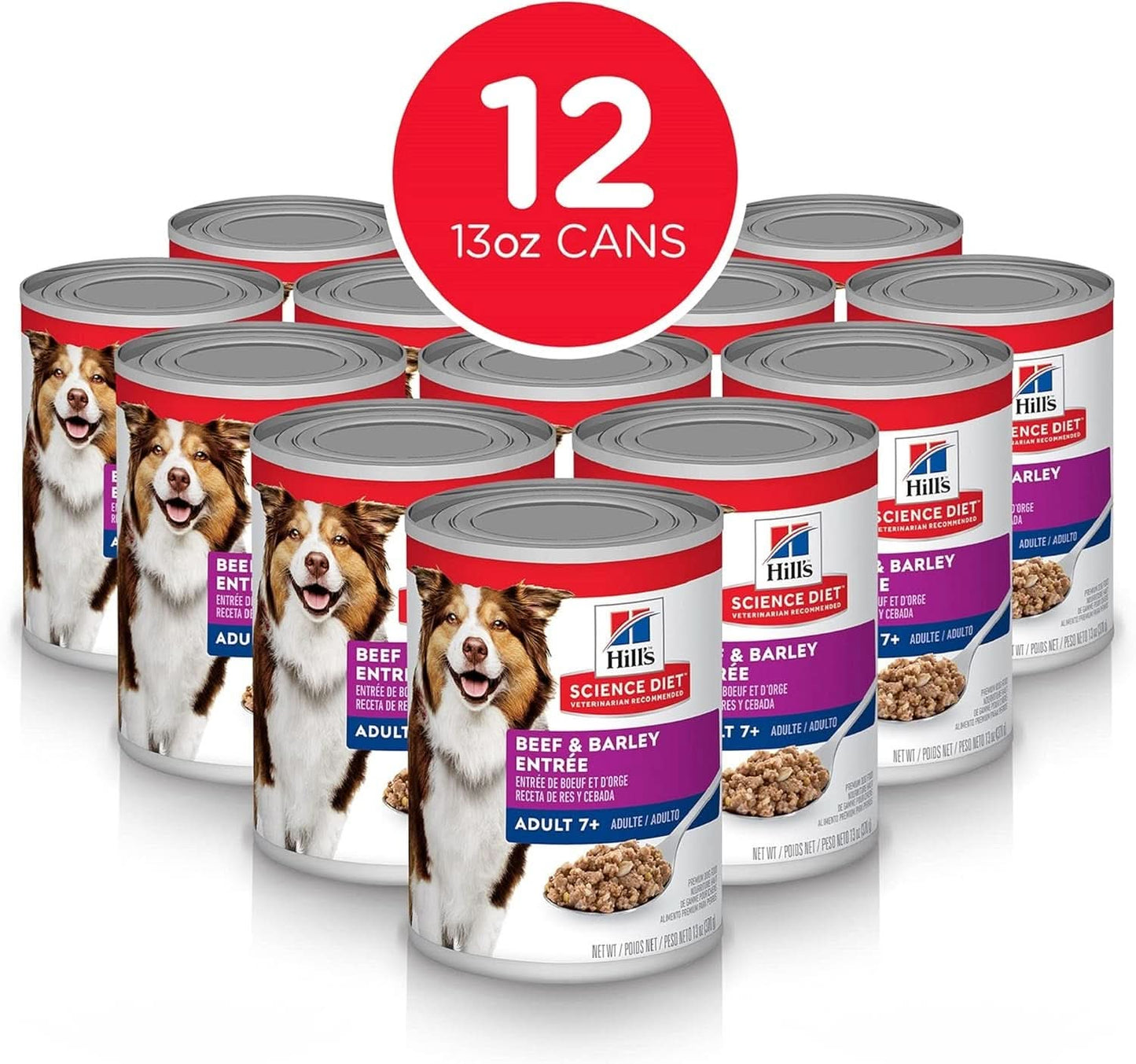 Hill's Science Adult 7+ Savory Stew with Beef and Vegetables Senior Canned Dog Food, 363G, 12 Pack