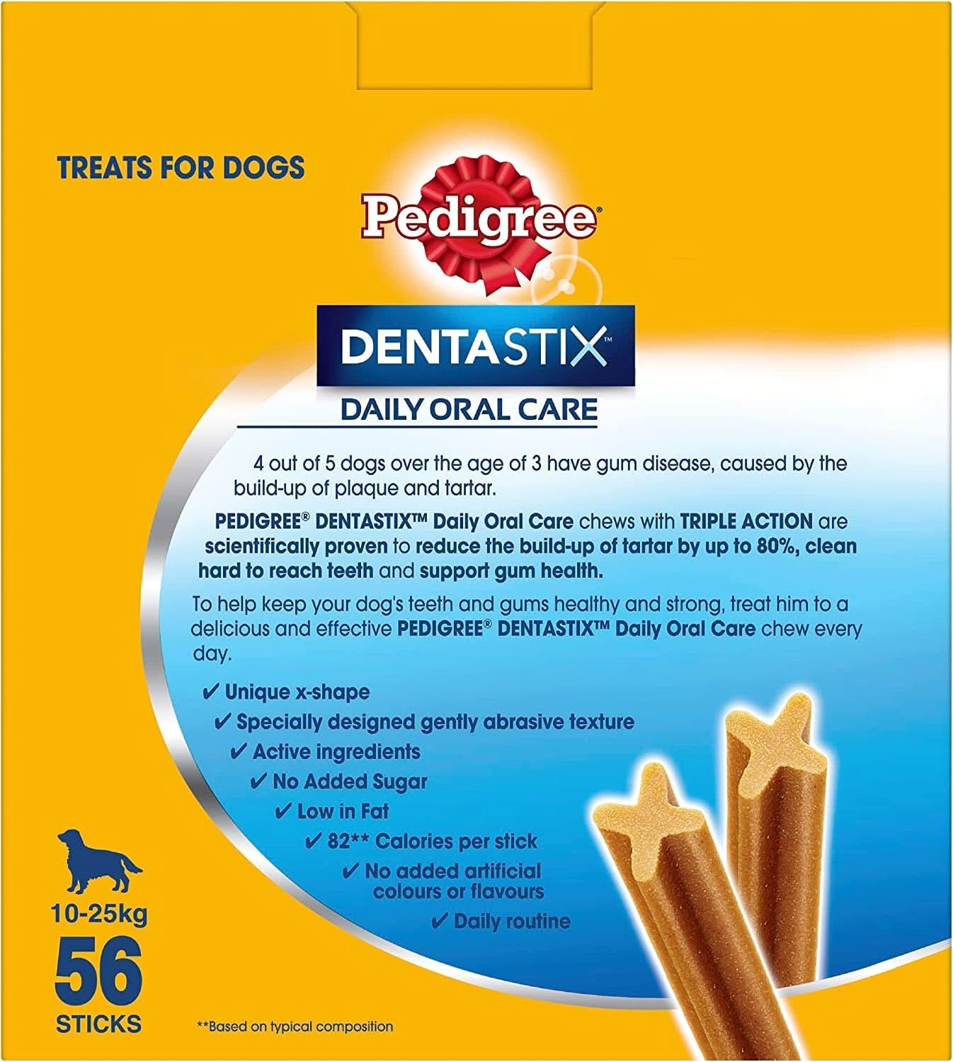 PEDIGREE Dentastix Medium Dental Dog Treats Daily Oral Care 56 Sticks Value Pack